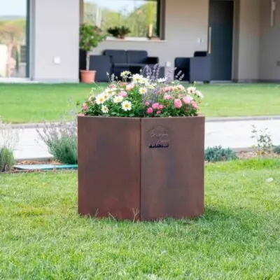 Fioriera in acciaio corten 100 x 100 x 40 cm senza fondo